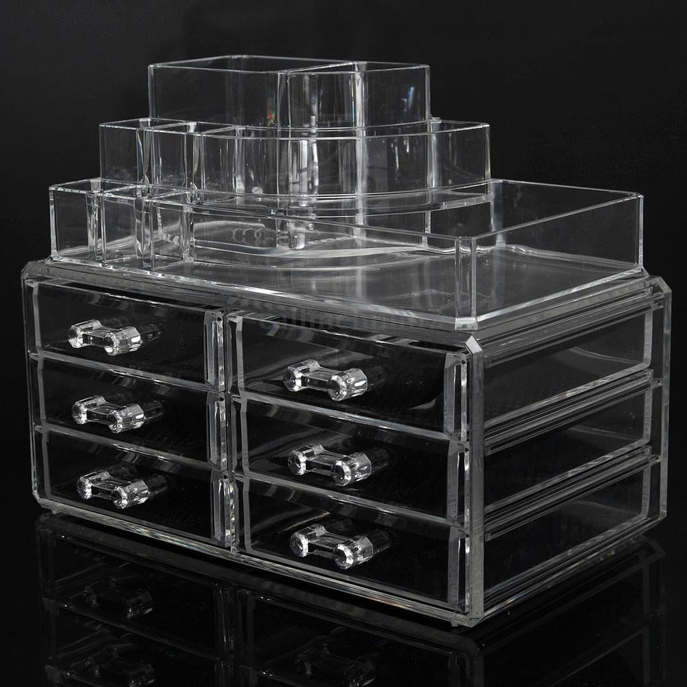 Ktaxon Clear Acrylic Cosmetic Organizer Makeup Case Holder Drawers Jewelry Storage Box